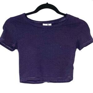 BP Purple Ribbed Baby Tee Y2K Cropped Stretch Top Size Small
